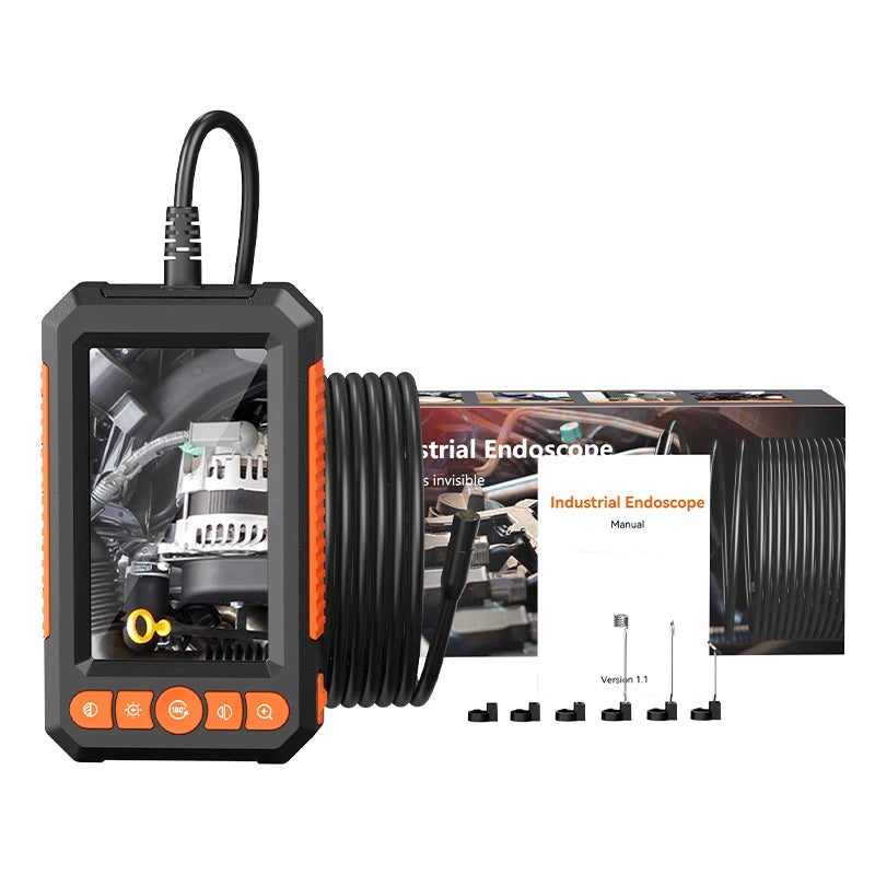 4.3' IPS Screen Endoscope Camera IP67 Waterproof HD1080P Inspection Camera with 8 LED Lights Semi-Rigid Bore Scope forCars Sewer