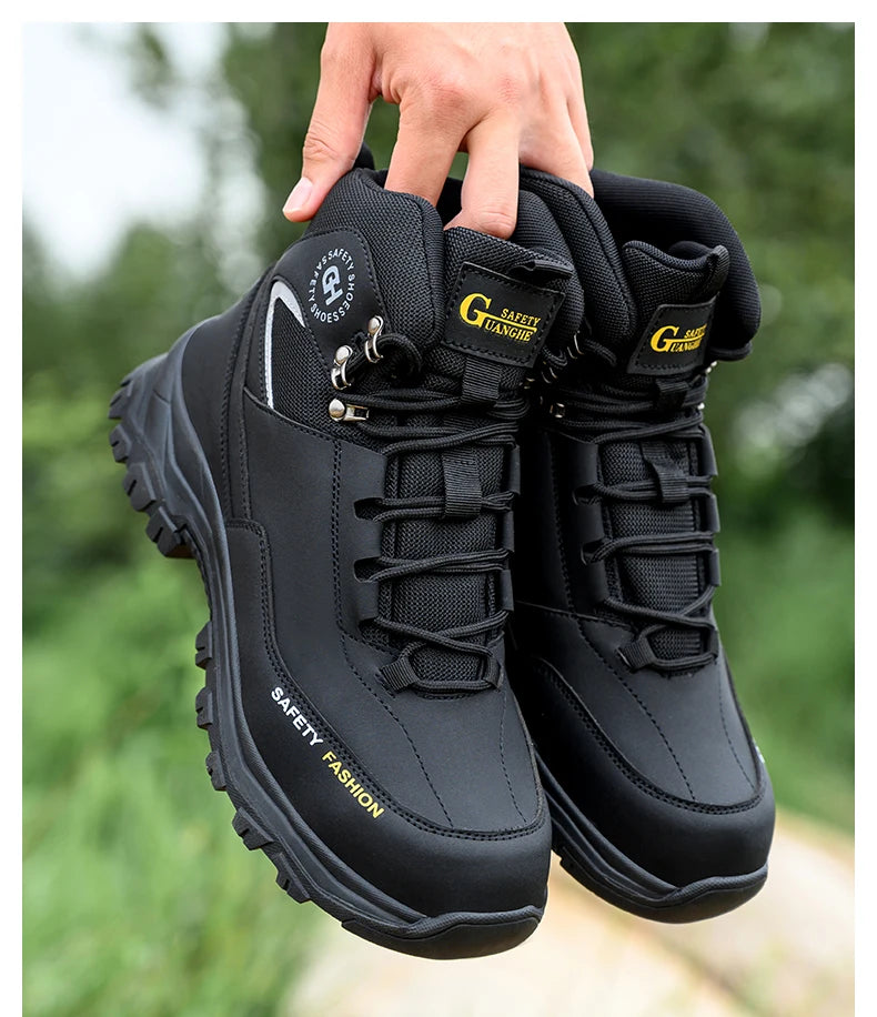 High Top Safety Shoes Men Steel Toe Work Shoes Men Work Safety Boots Anti Smash Safety Indestructible Waterproof Platform Boots