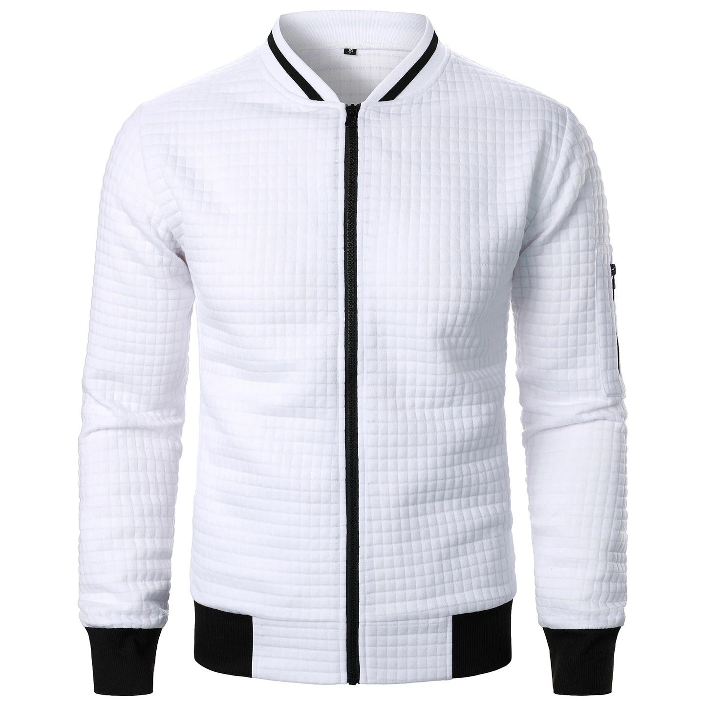 Men s Casual Fit Zipper Up Lightweight Stand Collar Jacket Spring Fall Coat with Contrast Color Detail
