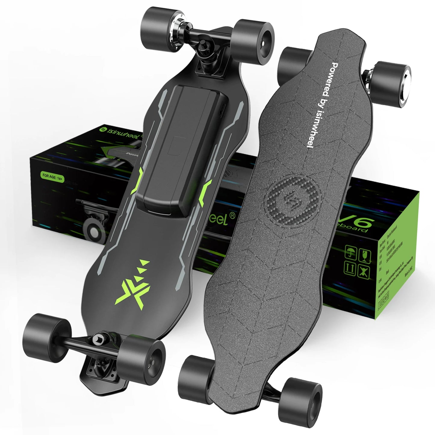 Isinwheel V6 Adult Electric Skateboard 25.2V 2Ah Battery Four-wheel E-skateboard 74*51mm tire E-scooter