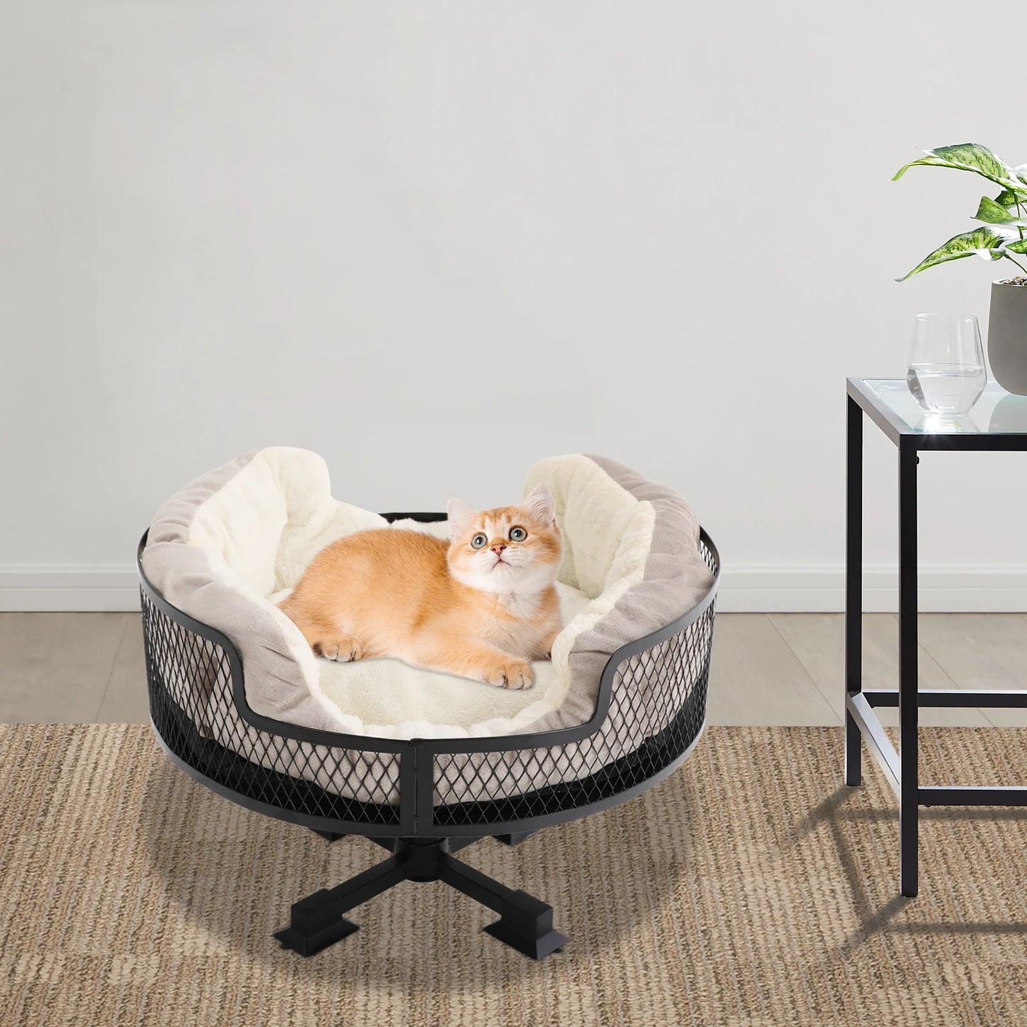 Portable Stainless Steel Elevated Cat Desk Bed 22.05 Lbs Weight Capacity Or Small Cats And Dogs