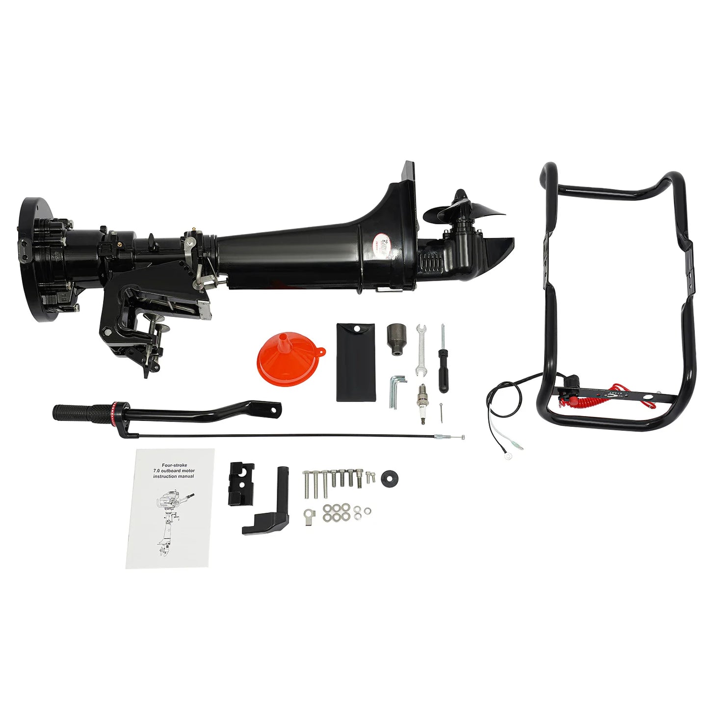 4-Stroke 7HP 196CC Outboard Motor Air Cooling Engine CDI System with Long Shaft