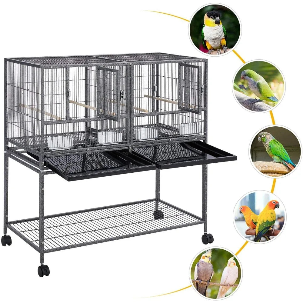 Stackable Divided Breeder Breeding Parakeet Bird Cage for Canaries Cockatiels Lovebirds Finches Budgies Small Parrots with Deta