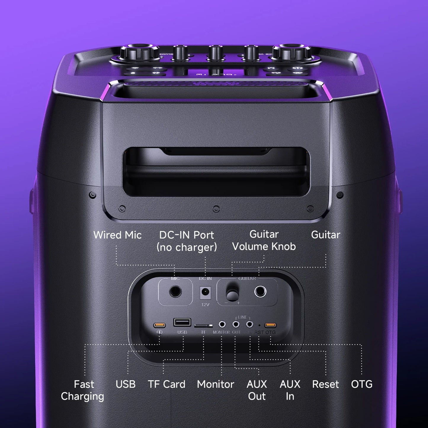 W-KING T12 Tragbare Bluetooth-Lautsprecher-Box mit 370W MAX Pro Sound, Lichtshow, CSB, Bass Boost, Rollen und Teleskopgriff