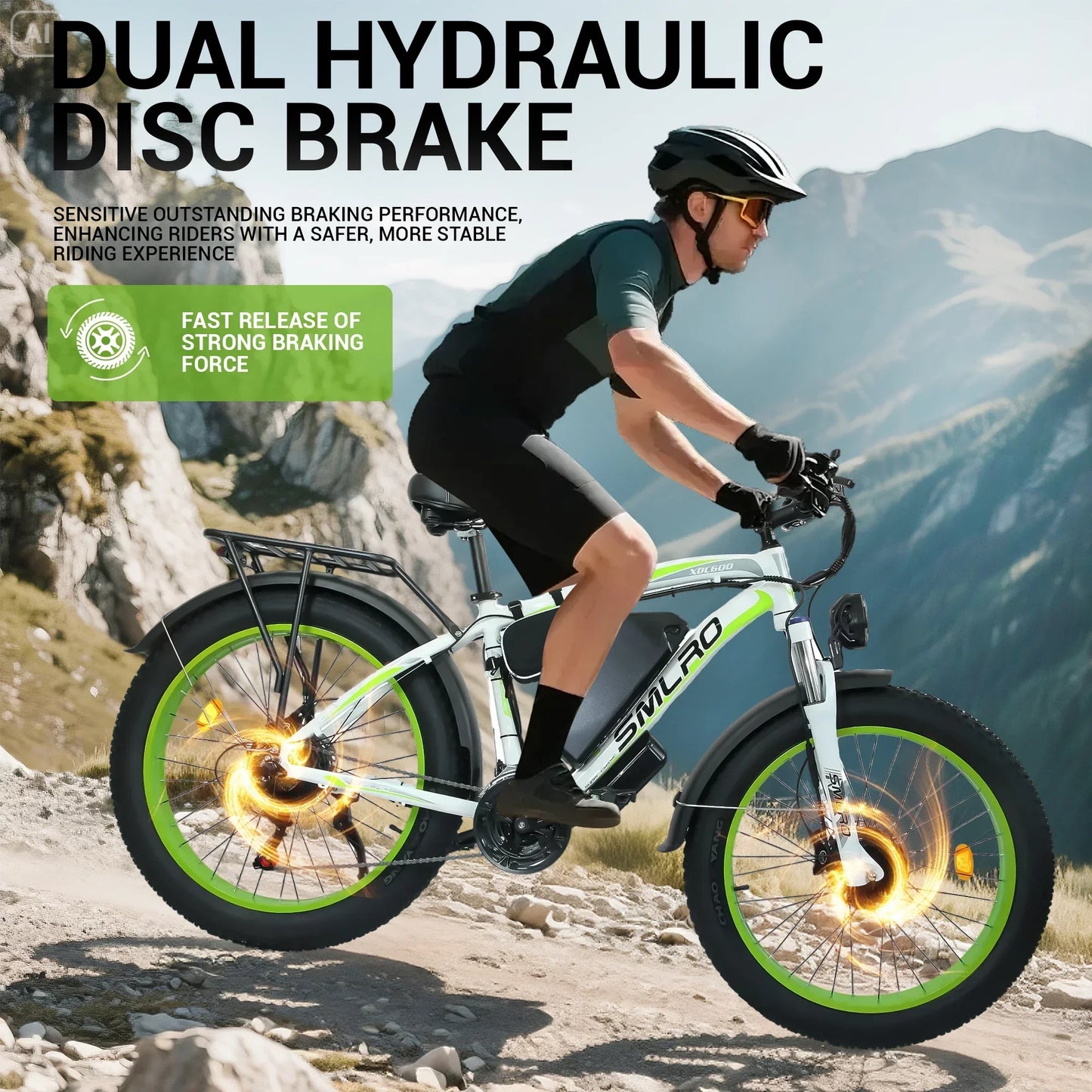 ORLMS XDC600 adult E-bike 1000W 52V 30Ah battery Electric Bike,26-inch All-terrain fat tire E-Mountain bike