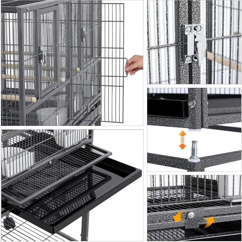 Stackable Divided Breeder Breeding Parakeet Bird Cage for Canaries Cockatiels Lovebirds Finches Budgies Small Parrots with Deta