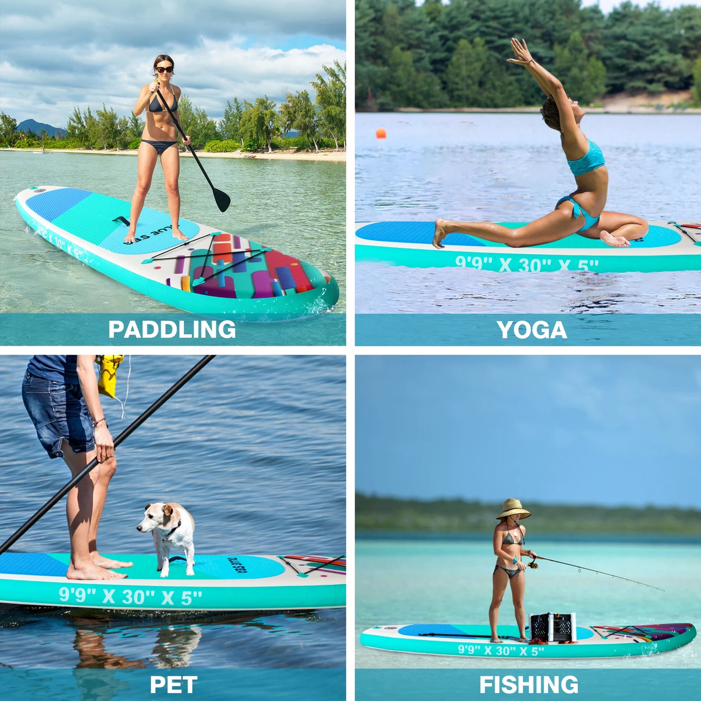 9ft 9in Inflatable Stand Up Paddle Board for Adults, Anti-Slip EVA Deck, Premium Accessories