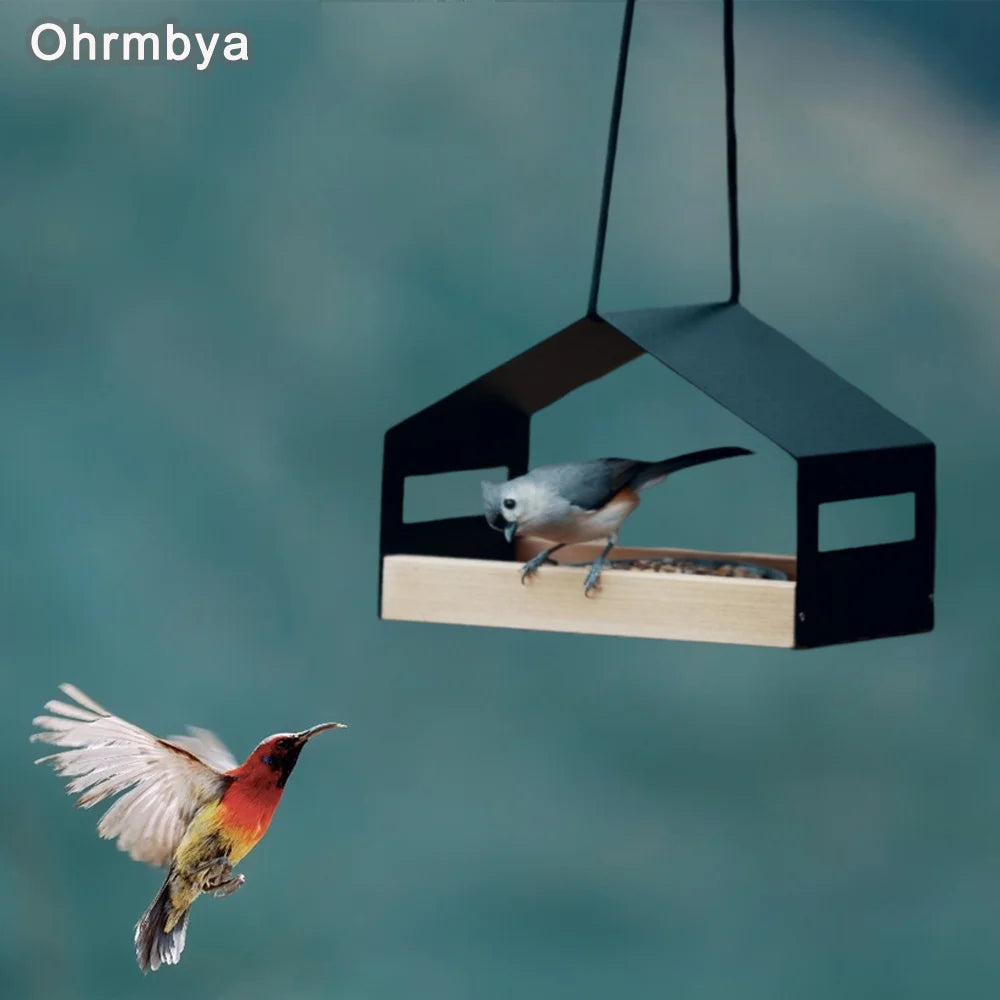 1PC Outdoor gardening, Metal house Modern bird feeder garden decoration, hummingbird feeder, hanging bird house