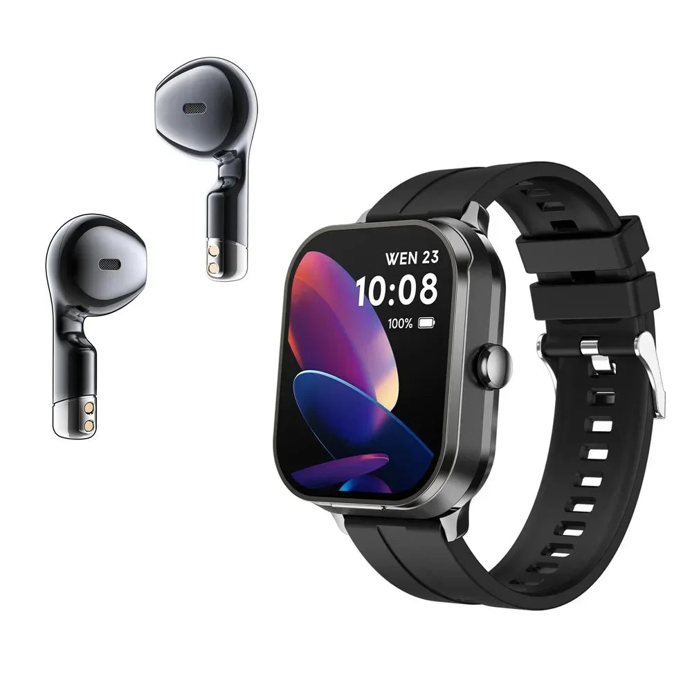 Effeokki D8Pro 2 In 1 smart watch with headphones Man 2" NFC Make/Answer Call Heart Rate Blood Oxygen Pedometer For Iphone