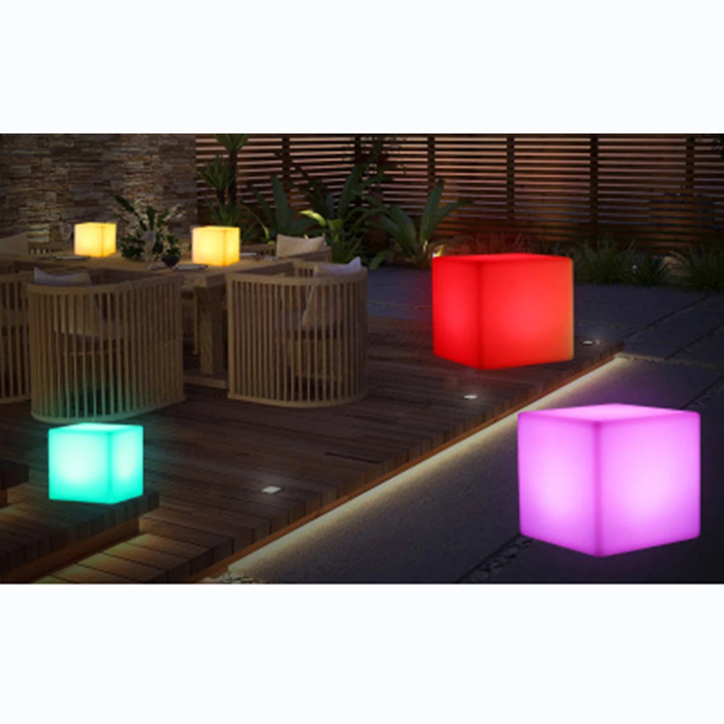LOYALHEARTD 17" LED Cube Light Pub Bar Stool 16 RGB Colors Changing Chair Light with Remote Control Atmosphere Lamp
