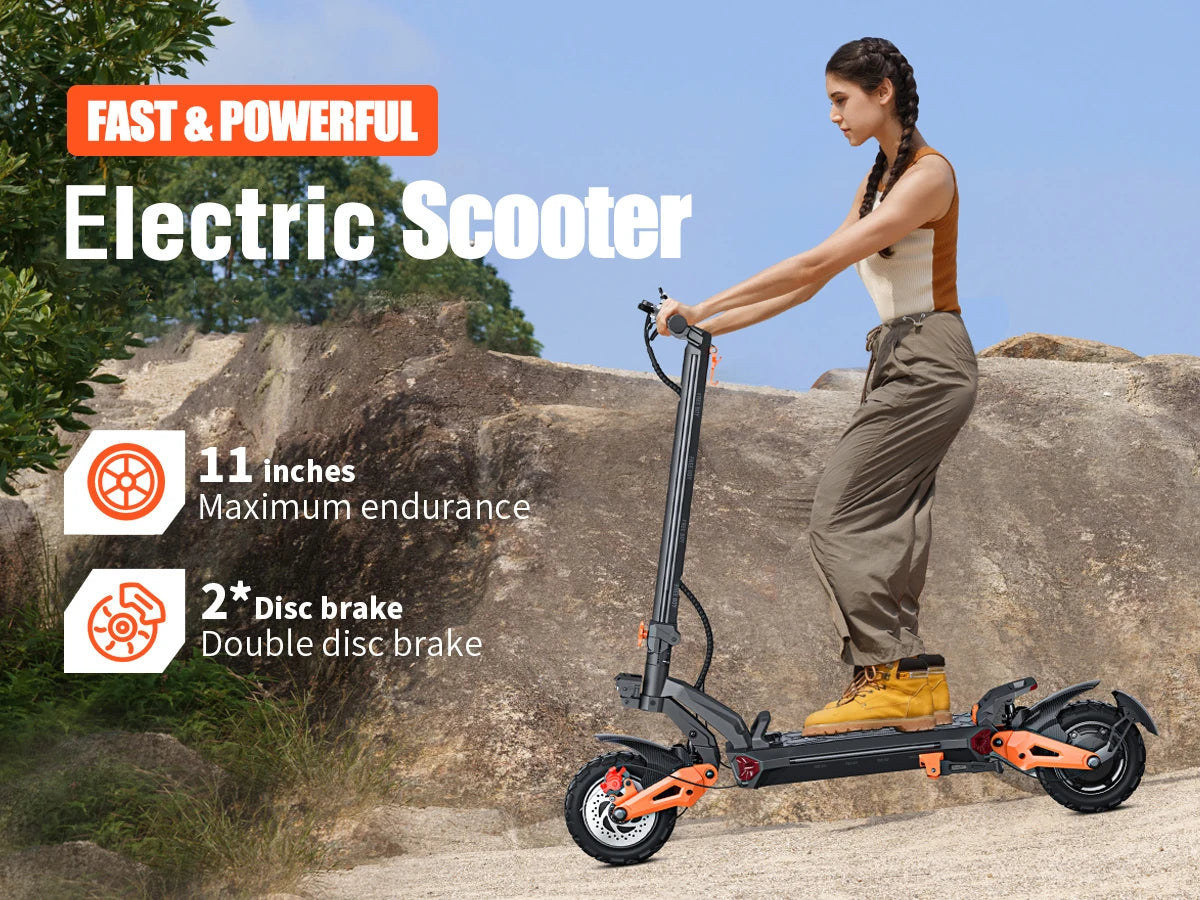 Powerful Dual Motor Electric Scooter for Adults 6000W, 55Miles Range, 11'' Off-road Tires, Fast Electric Scooter 50Mph