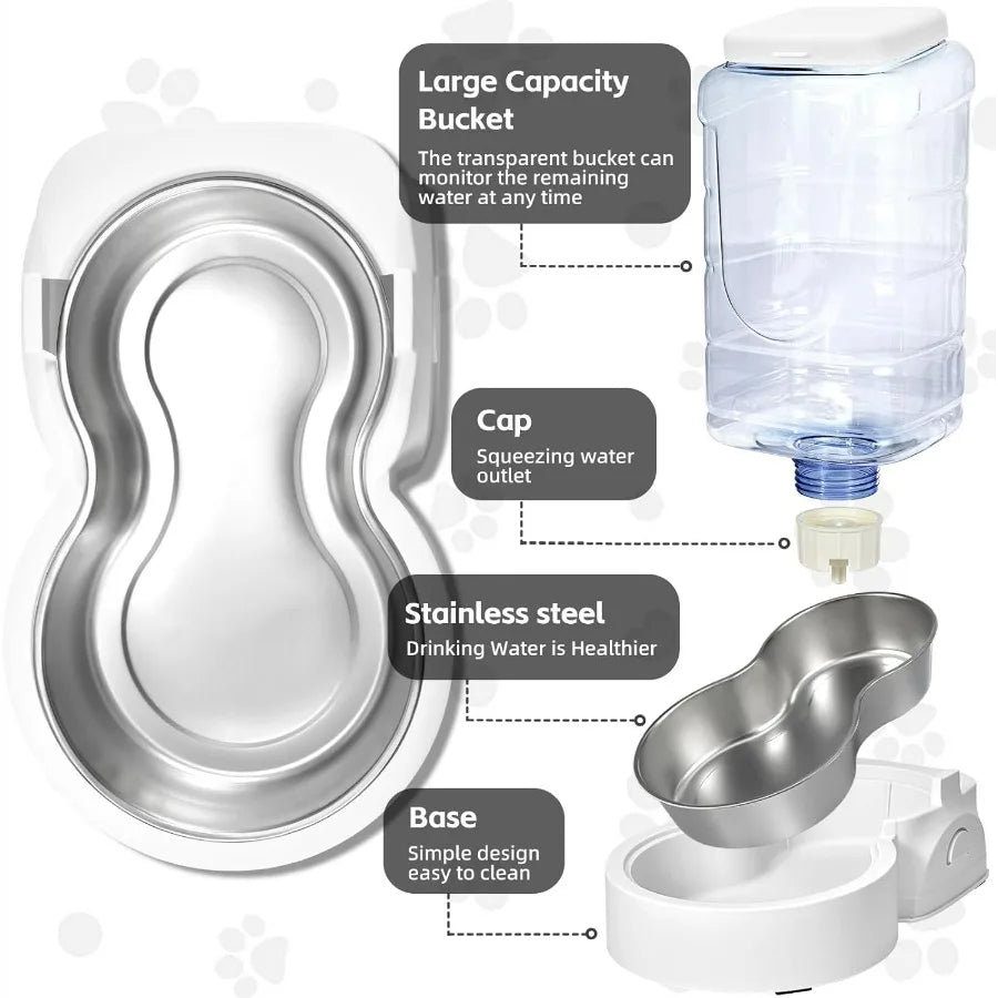 Automatic Cat Feeder and Water Dispenser with Stainless Steel Bowl for Small and Medium Pets Gravityfed Food and Waterer System
