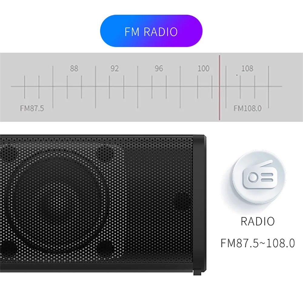 Wireless Bluetooth TV Sound Bar 2 Speaker System Home Theater Subwoofer Soundbar Portable Loud Rechargeable 2 IN1 Speaker