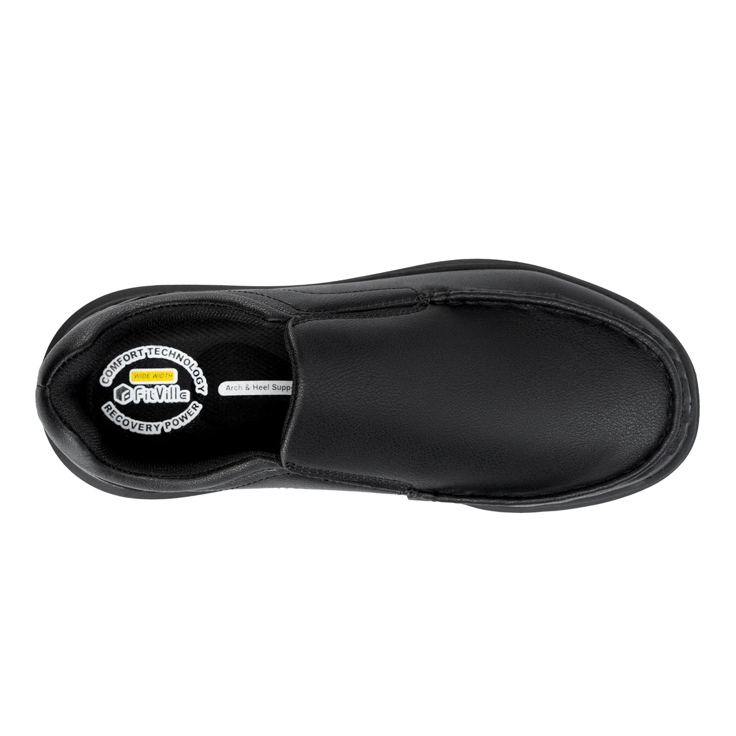 Men'S Slip-On Casual Business Shoes Leather Shoe Wide Width 2E Lightweight For Swollen Feet With Arch Support Pain Relief