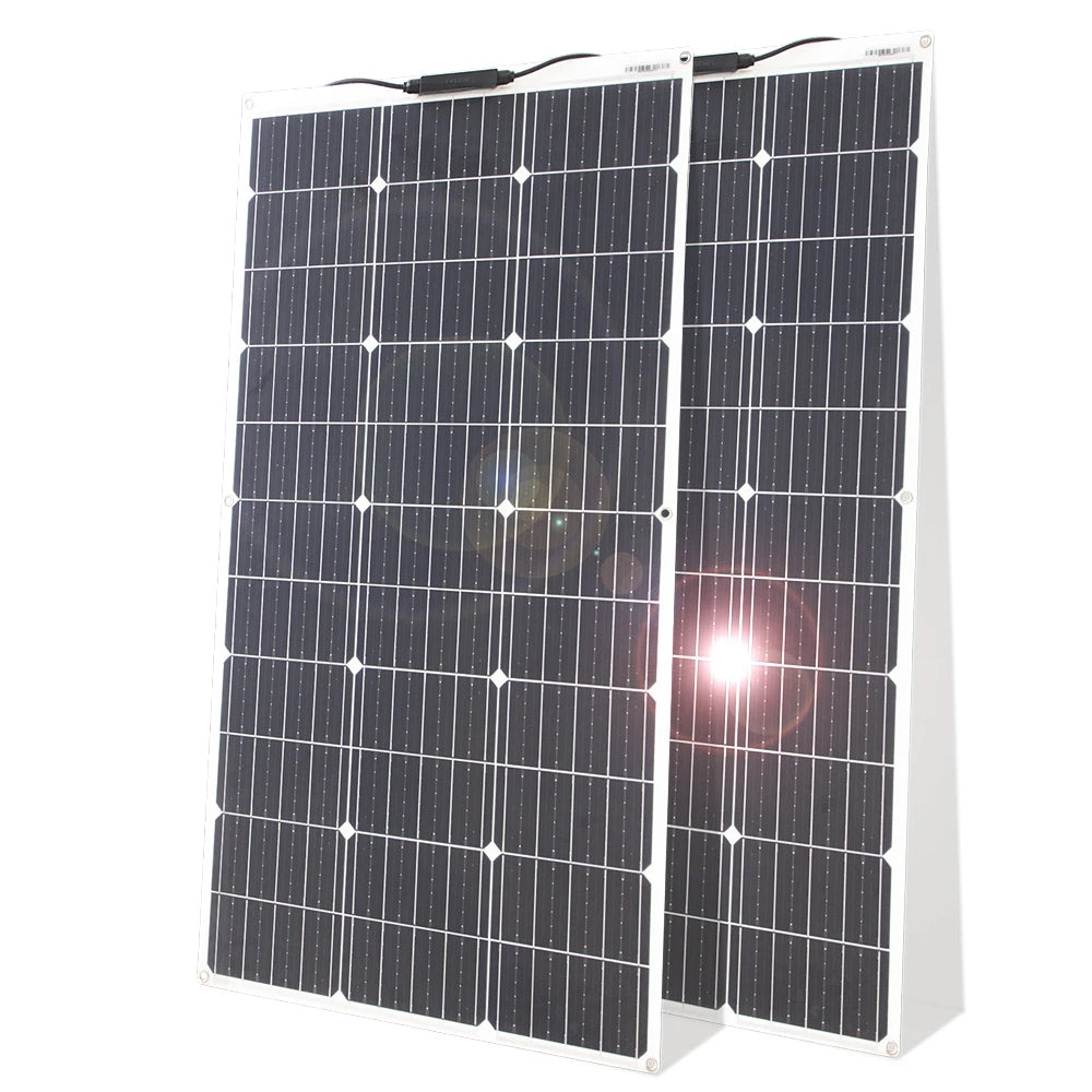 12V Flexible Solar Panel Kit 100W 200W Monocrystalline Waterproof
