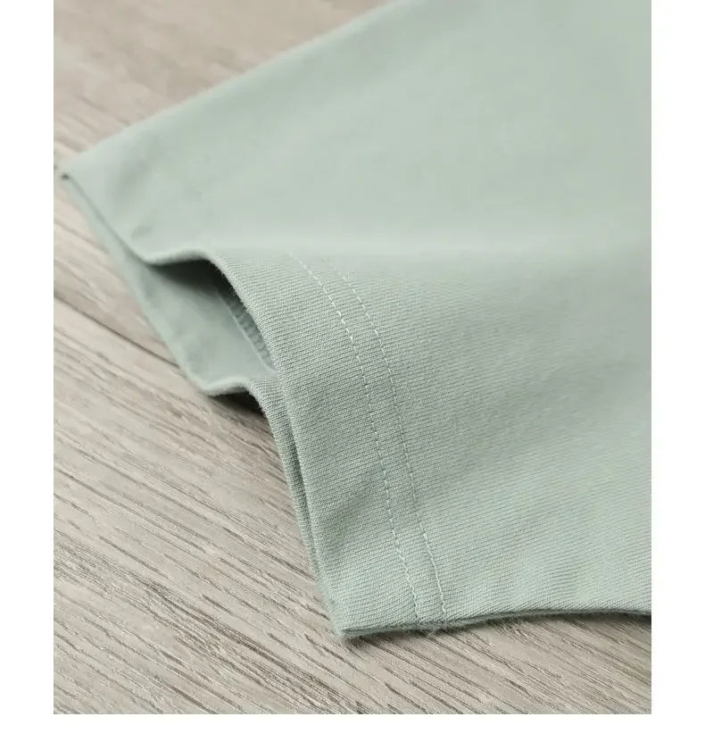 Summer Men Women Green T-shirt 100% Pure Cotton Short-sleeved Top Korea T-shirt Green Cotton Half-sleeve T Shirt Streetwear
