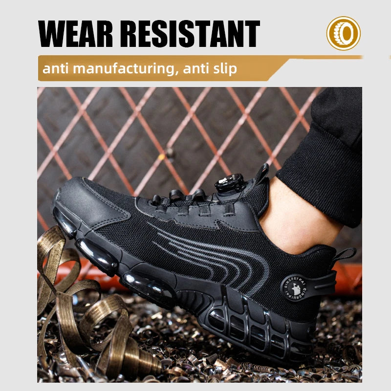 Steel toe cap, non-lacing, anti-impact and anti-puncture casual work shoes