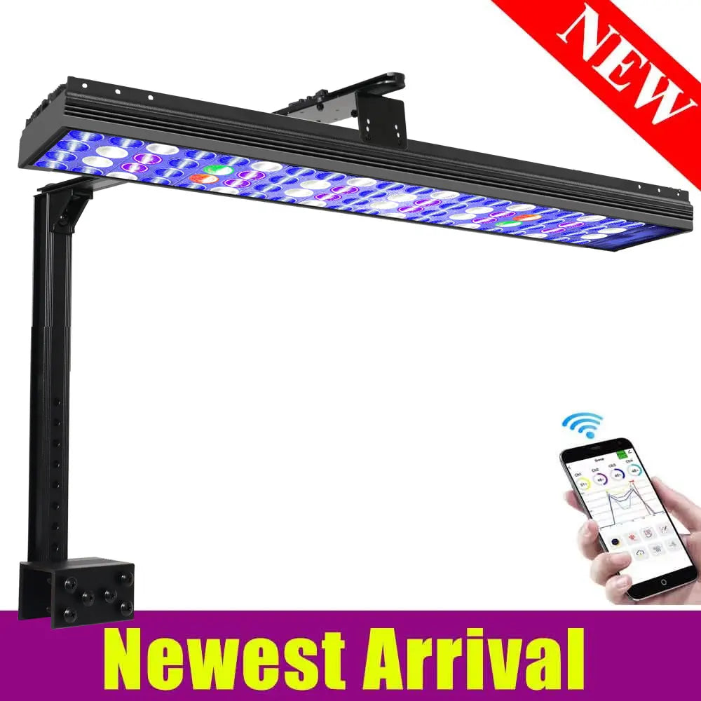 NEW Popbloom WiFi Aquarium LED Lighting, Marine Aquarium Lamp for 60CM/24" Reef Corals SPS/LPS Saltwater Fish Tank Light H54