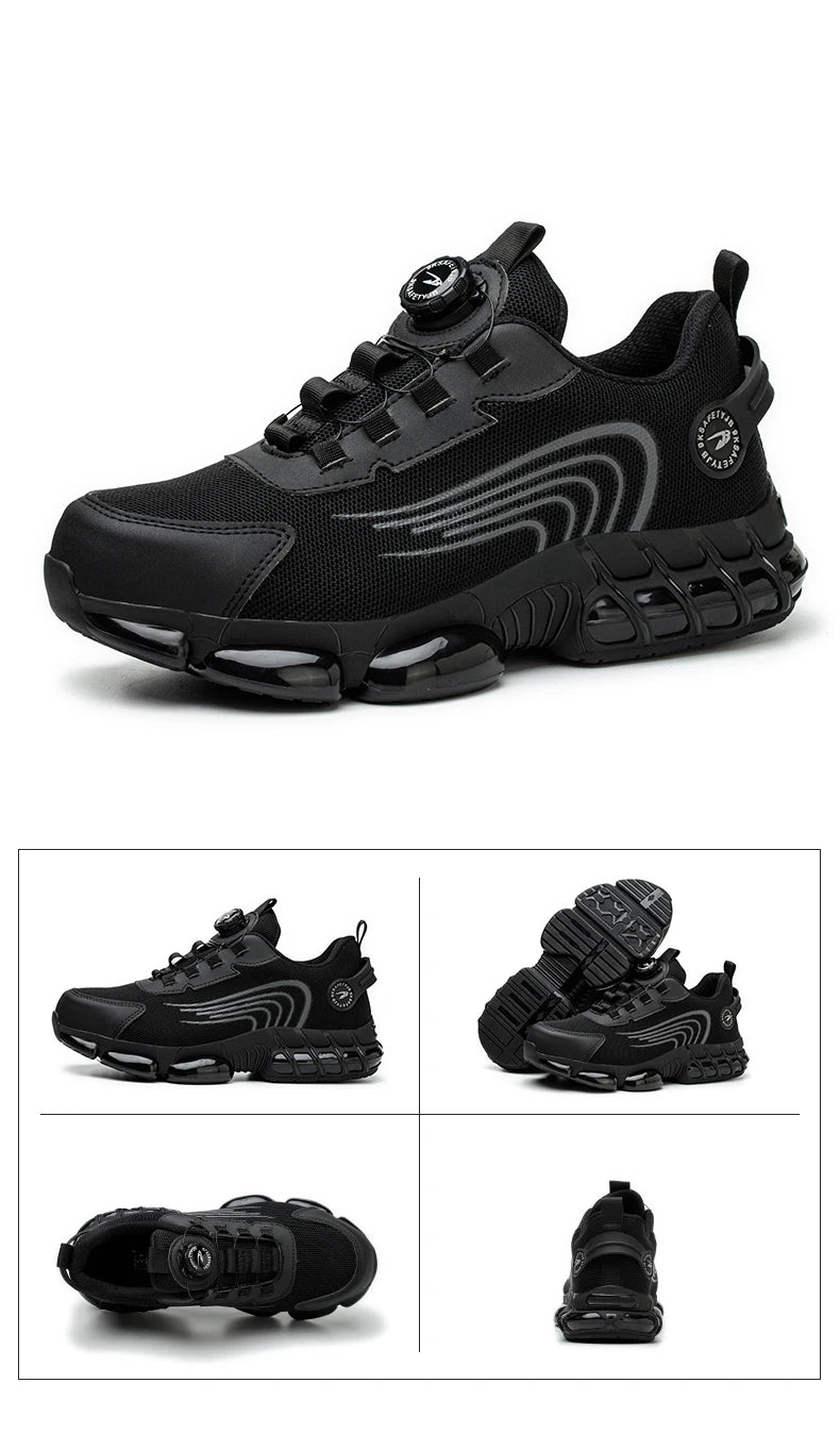 Rotary Button Steel Toe Safety Shoes for Men Anti-impact and Anti-piercing Work Shoes Fashionable Men's Sports Protective Shoes