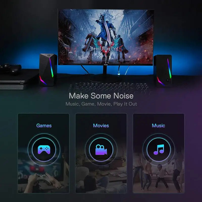 Redragon GS510 Waltz RGB Desktop Speakers Enhanced Stereo