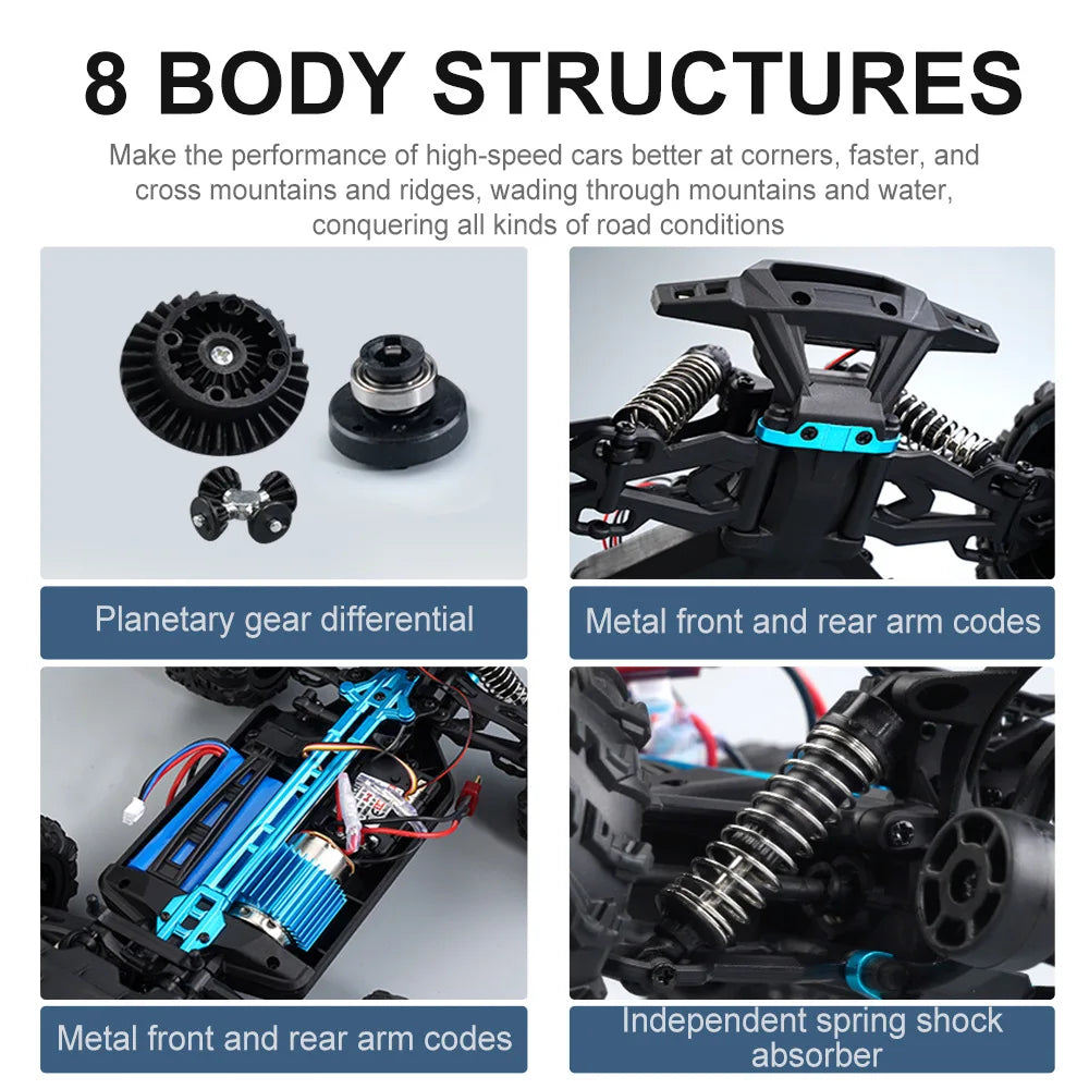 16102 1:16 Rc Car With Led Light 4WD 50km/h Off-road Vehicle High Speed Drift Car For Kid Vs Wltoys Boys Kids Birthday Gifts