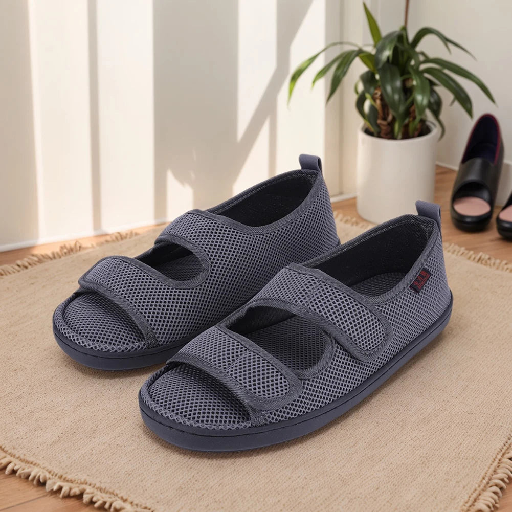 Diabetic Sandals Adjustable Hook & Loop Summer Walking Sandals Comfortable Walking Shoes for Elderly Swelling Sensitive Feet