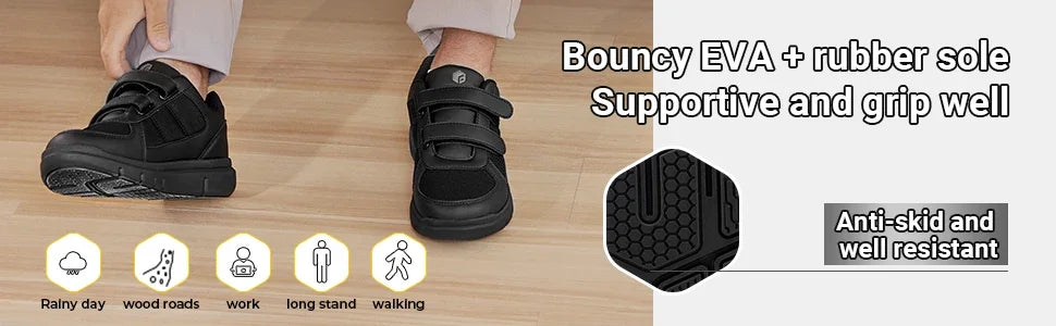 Extra Wide 4E Men'S Diabetic Shoes Senior Causal Shoe Relieve Neuropathy Suitable For Swollen Foot Pain With Arch Support