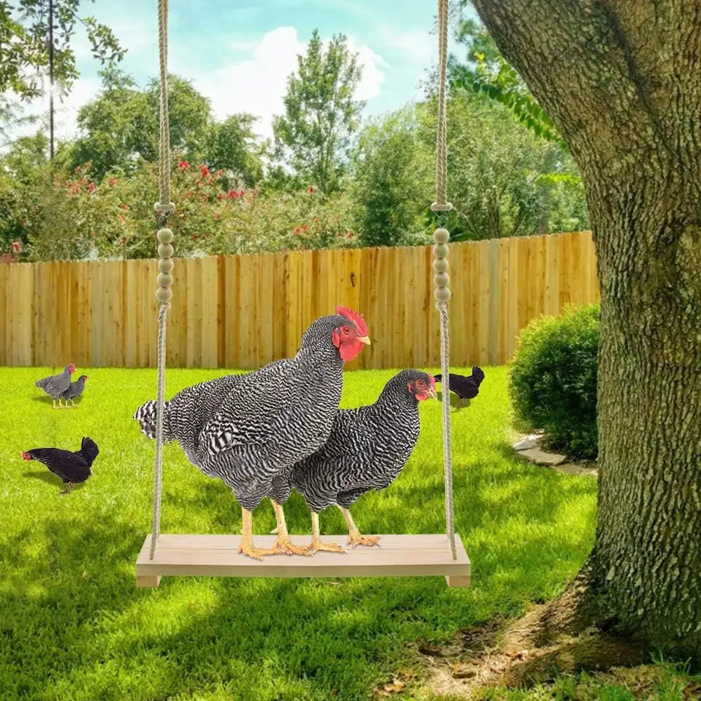 Wooden Chicken Swing Toy – Hanging Bird Toy for Chickens, Roosters & Parrots
