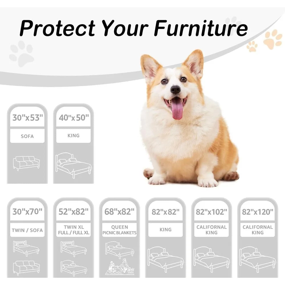 Waterproof Dog Bed Blanket, Soft Pet Blankets, Waterproof Couch Cover for Dogs, Reversible Sofa Covers Washable for Furniture (