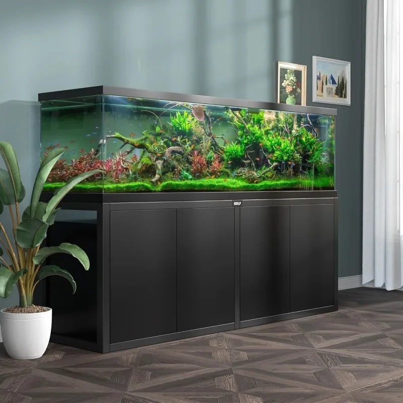 125-150 Gallon Fish Tank Stand, Heavy Duty Metal Aquarium Stand with Power Outlet and Cabinet for Fish Tank Filters and Acc