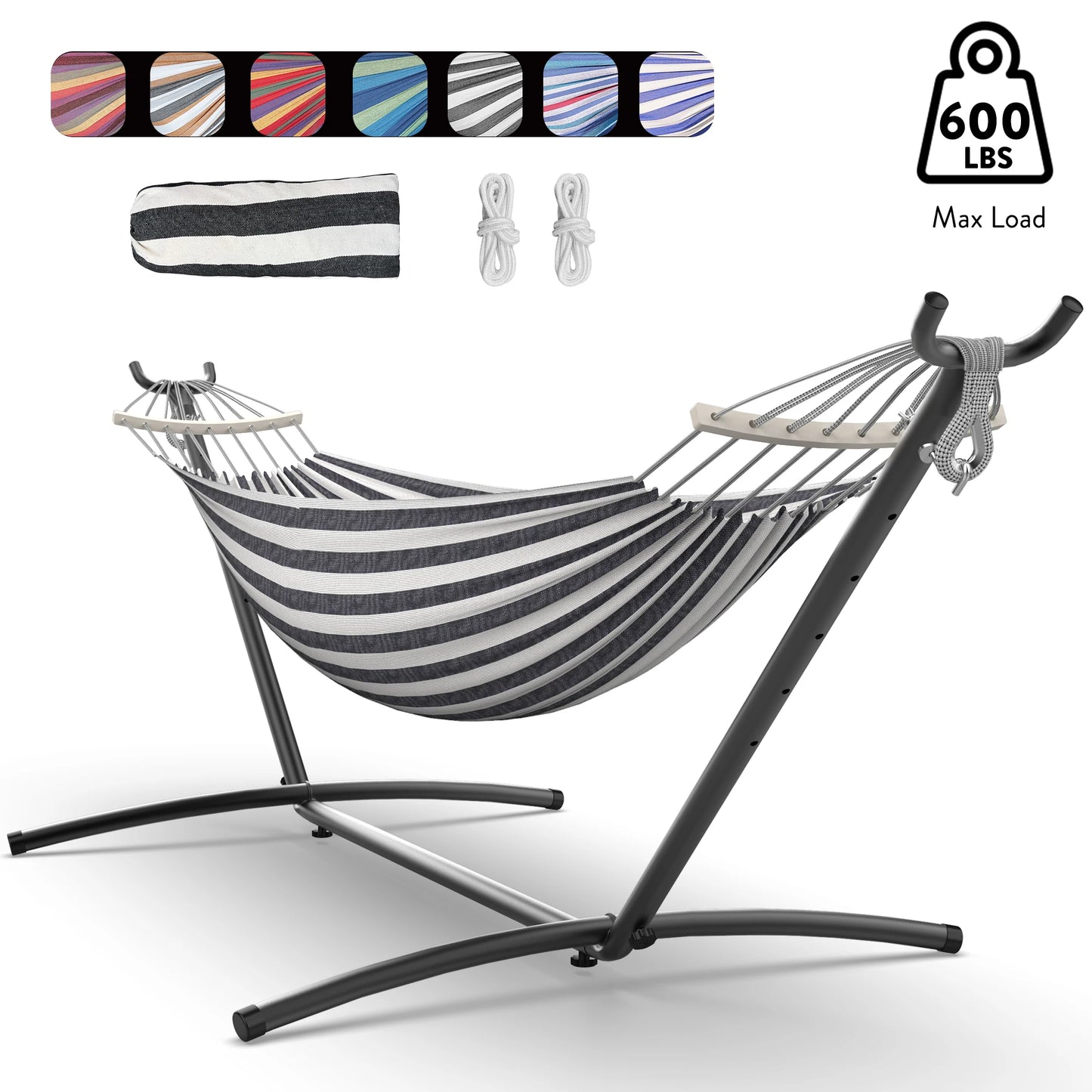 Gyroor Hammock with Adjustable Stand- Stylish Hammock Bed w/Storage Bag, 600lb Capacity
