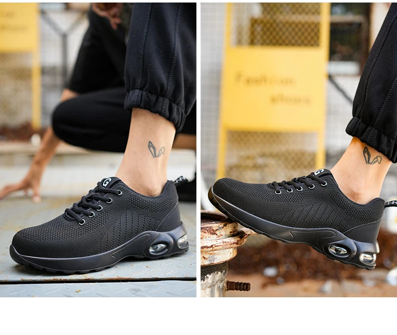Fashionable breathable soft sole air cushion anti-smash and anti-puncture work shoes