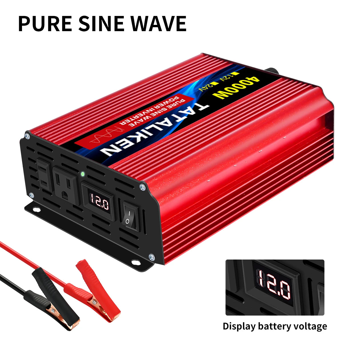 1600w-4500W 12V/24V to AC 110V 60Hz Pure Sine Wave Inverter Car Power Tranfermer Voltage Portable Converter with LED Display