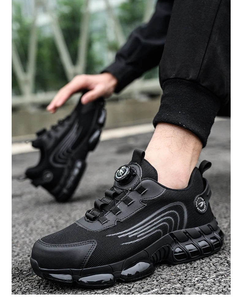 Rotary Button Steel Toe Safety Shoes for Men Anti-impact and Anti-piercing Work Shoes Fashionable Men's Sports Protective Shoes