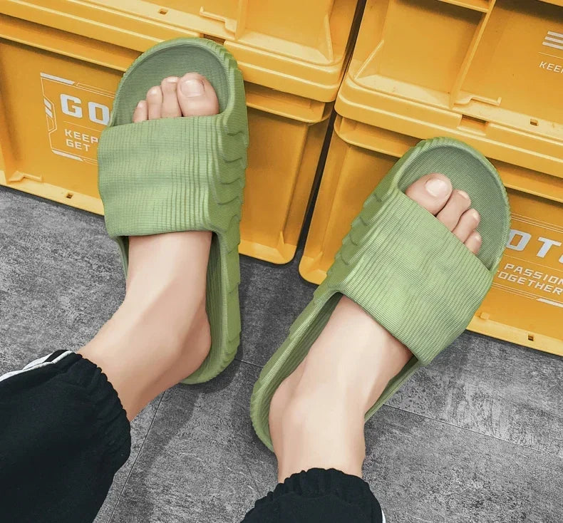 Soft Home Slippers Couple Summer Indoor Skid Proof Bathroom Slippers Sandals Hotel Solid Color Men Women Flip Flops Flat Shoes