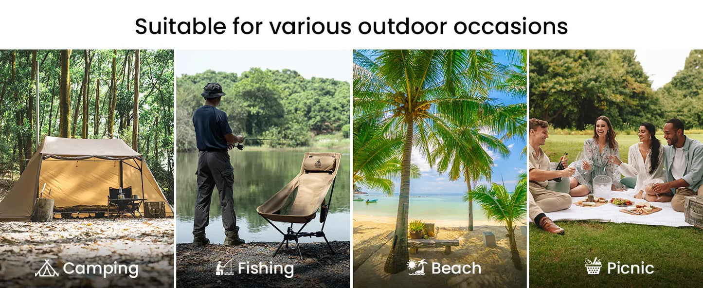 OneTigris Portable Tigerblade Camping Chairs Outdoor High Back Chair For Fishing Trekking BBQ Parties Gardening Indoor Use