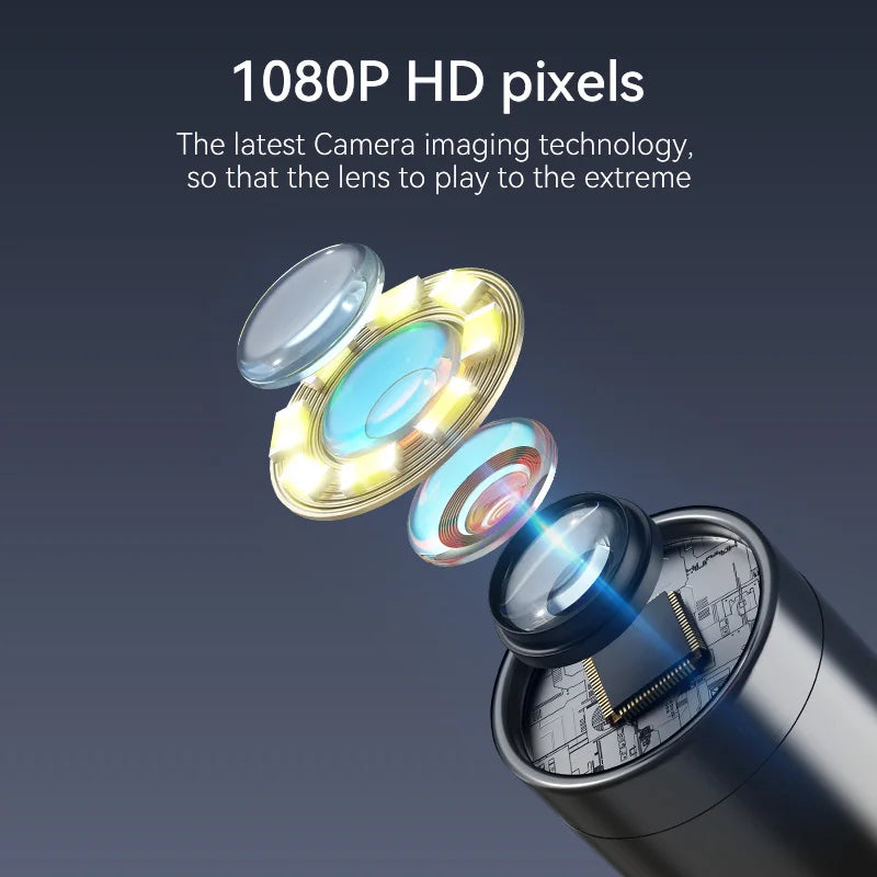 4.3' IPS Screen Endoscope Camera IP67 Waterproof HD1080P Inspection Camera with 8 LED Lights Semi-Rigid Bore Scope forCars Sewer