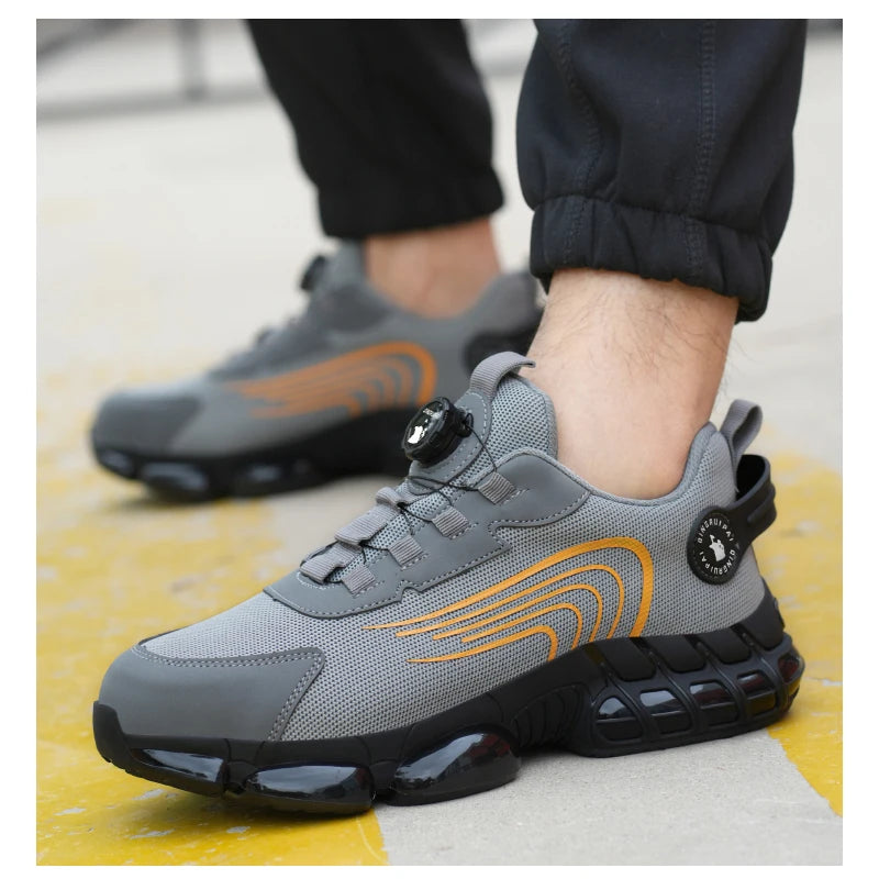 Steel toe cap, non-lacing, anti-impact and anti-puncture casual work shoes