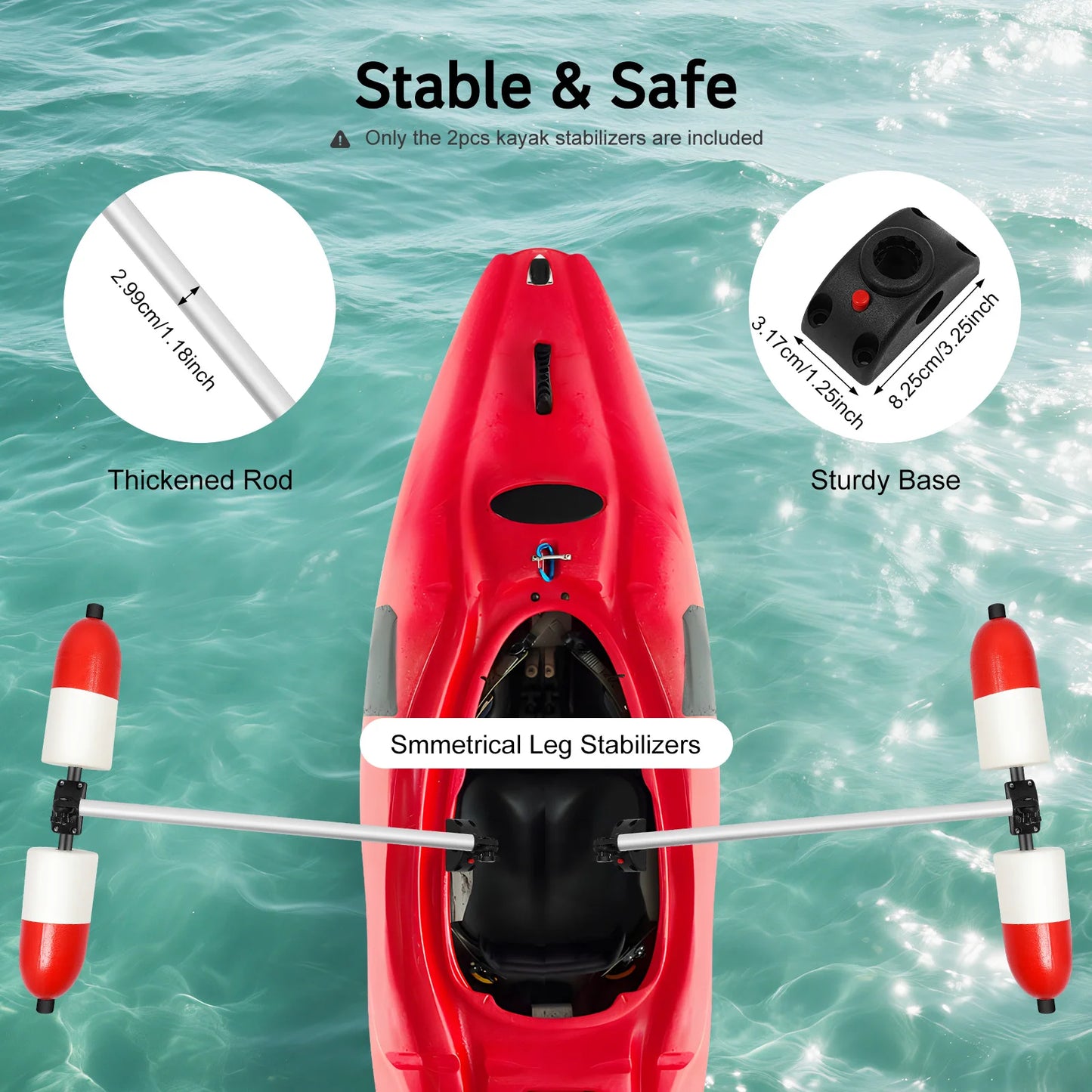 Kayak Outrigger Stabilizer System Detachable Easy Install for Fishing Canoe Marine Boat Balance Support