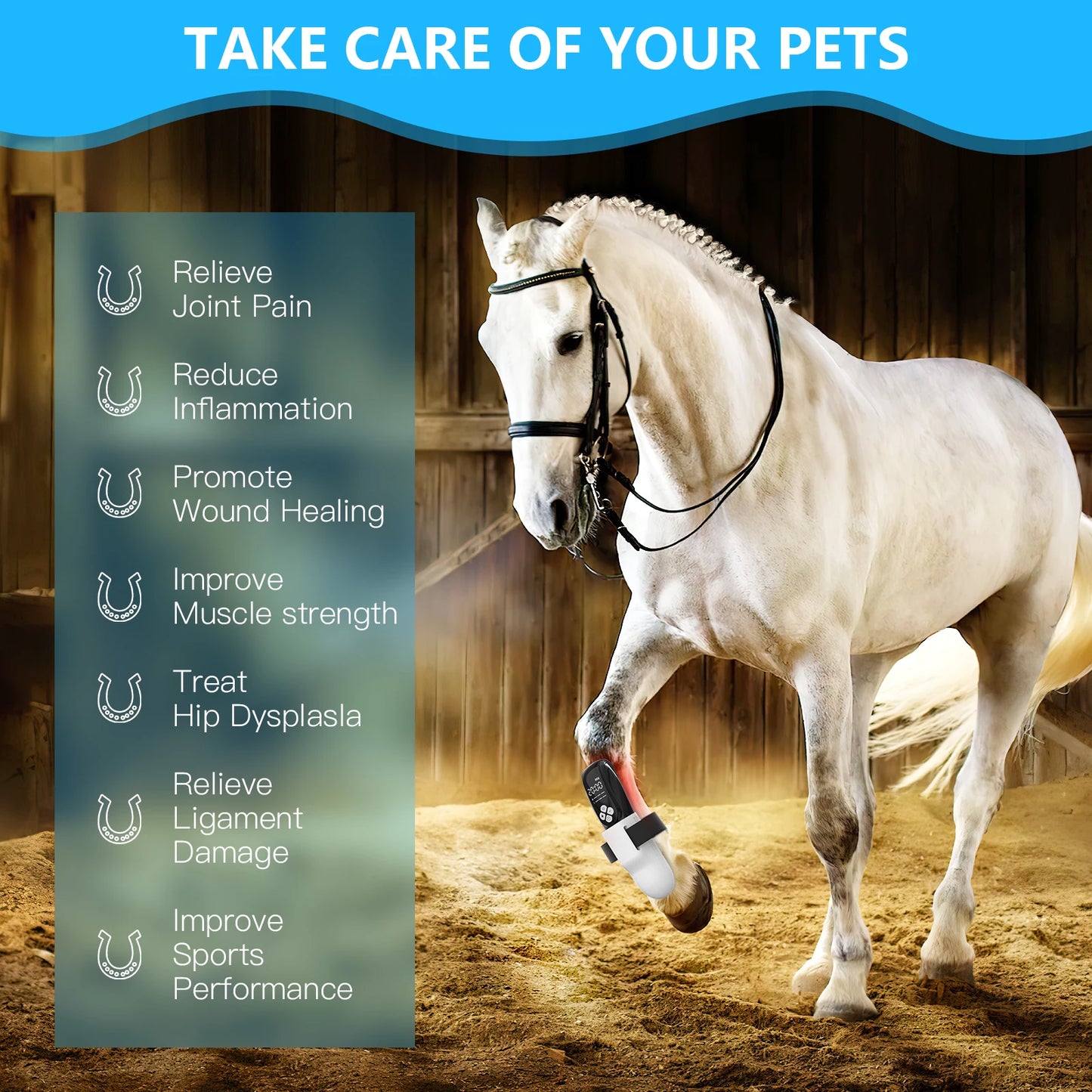 Cold Laser Therapy Device for Horse 4x808NM LLLT&TENS for Arthritis Pain Relief Electrical Stimulation for Tendon Recover
