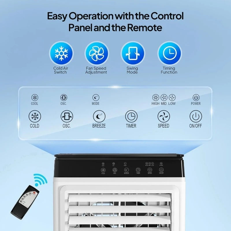 2300CFM Portable Air Cooler, 7.9Gal/30L Evaporative Swamp Cooler, 3-IN-1 Cooling Fan with Remote Control, 12H Timer & 4 I