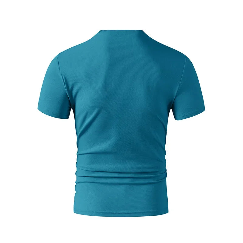 2025 New Men's Casual Fashion Simple V-neck Short Sleeved T-shirt Summer Comfortable Breathable Versatile Top