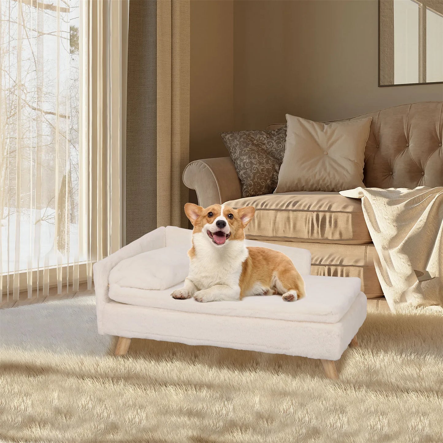 Elevated Pet Bed Nordic Pet Stool Bed with Cozy Pad