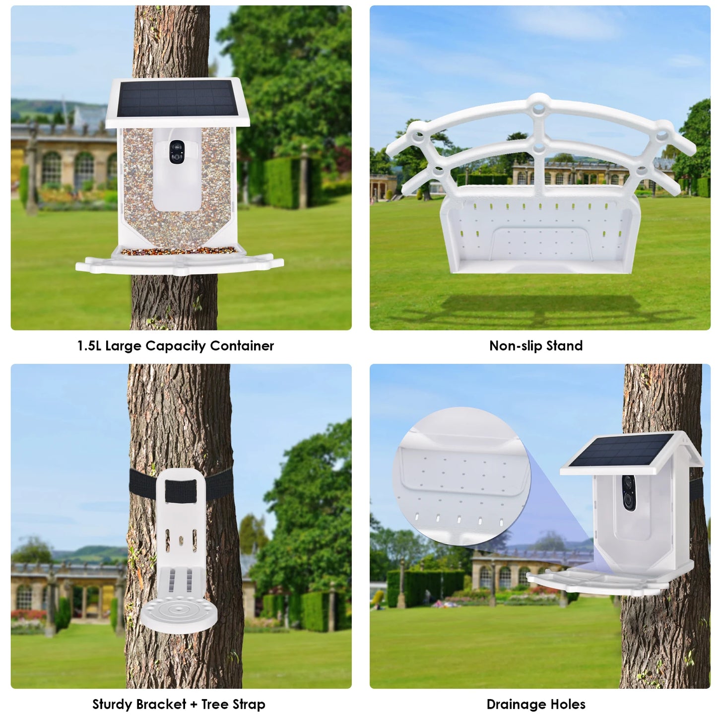 Blue Smart Bird Feeder with Camera, Outdoor Bird Feeding House 2.5L Waterproof, Solar-Powered, HD Bird Watching Camera (blue)