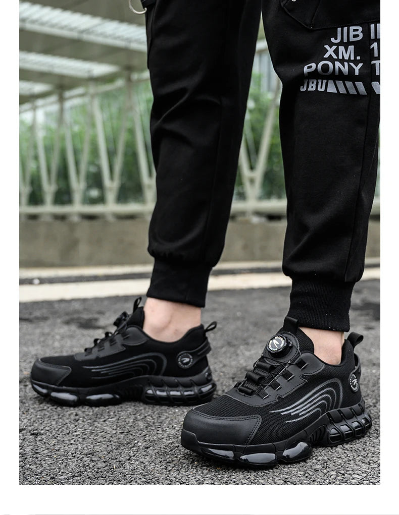 Rotary Button Steel Toe Safety Shoes for Men Anti-impact and Anti-piercing Work Shoes Fashionable Men's Sports Protective Shoes