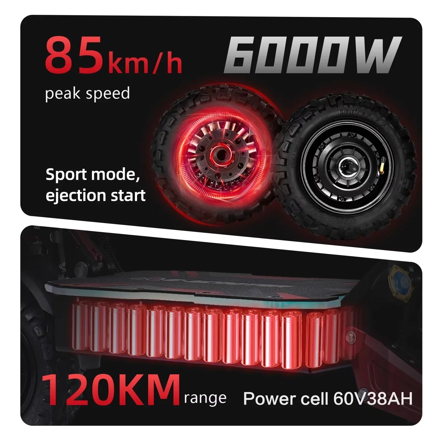 Boyueda S5 Electric scooter 6000WMotor 60v38AH Battery 11 Inch AdultOff-road Escooters 85km/h DoubleDrive Version E-5cooter