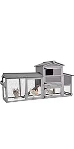 Outdoor Hen House Poultry Cage with Nesting Box, Leakproof Pull Out Tray and UV-Resistant Roof (78.9" L x 26.6" W x 42.5" H)