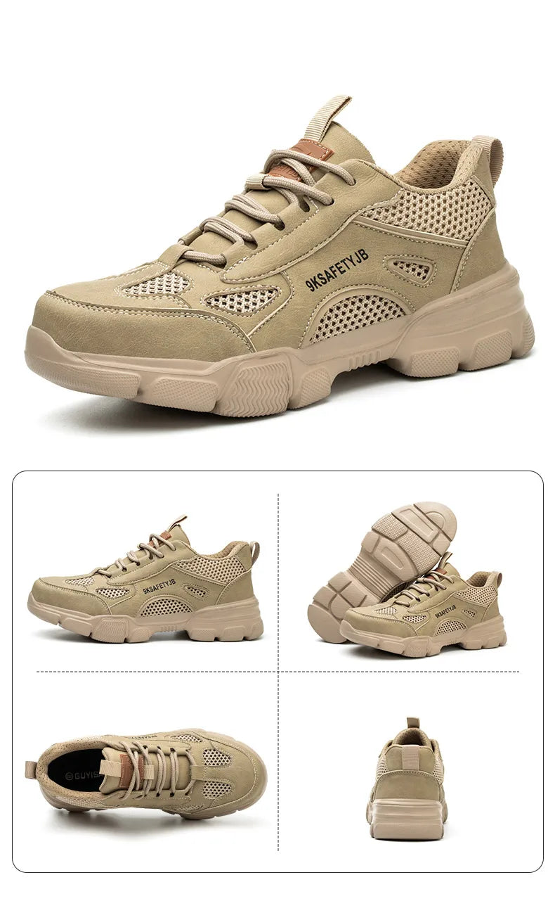 Low Top Breathable Safety Shoes Anti-Puncture Anti shock Work Shoes Slip Resistant Work Sneakers Protective Boots for Men