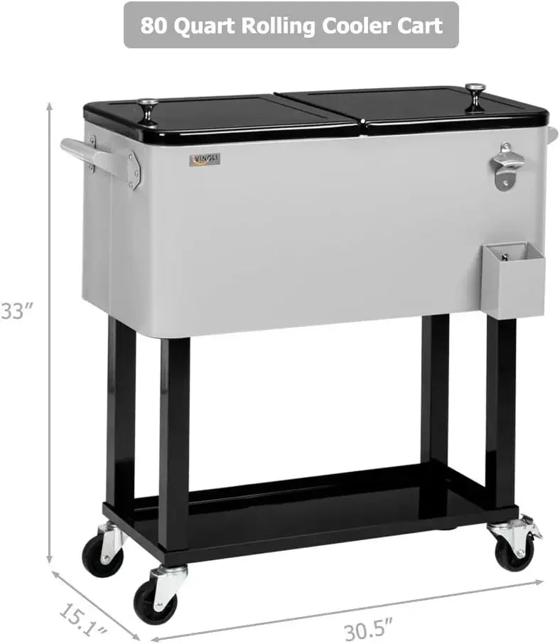 campping Portable Patio Party Bar Beverage Refrigerator Cart with Shelves new