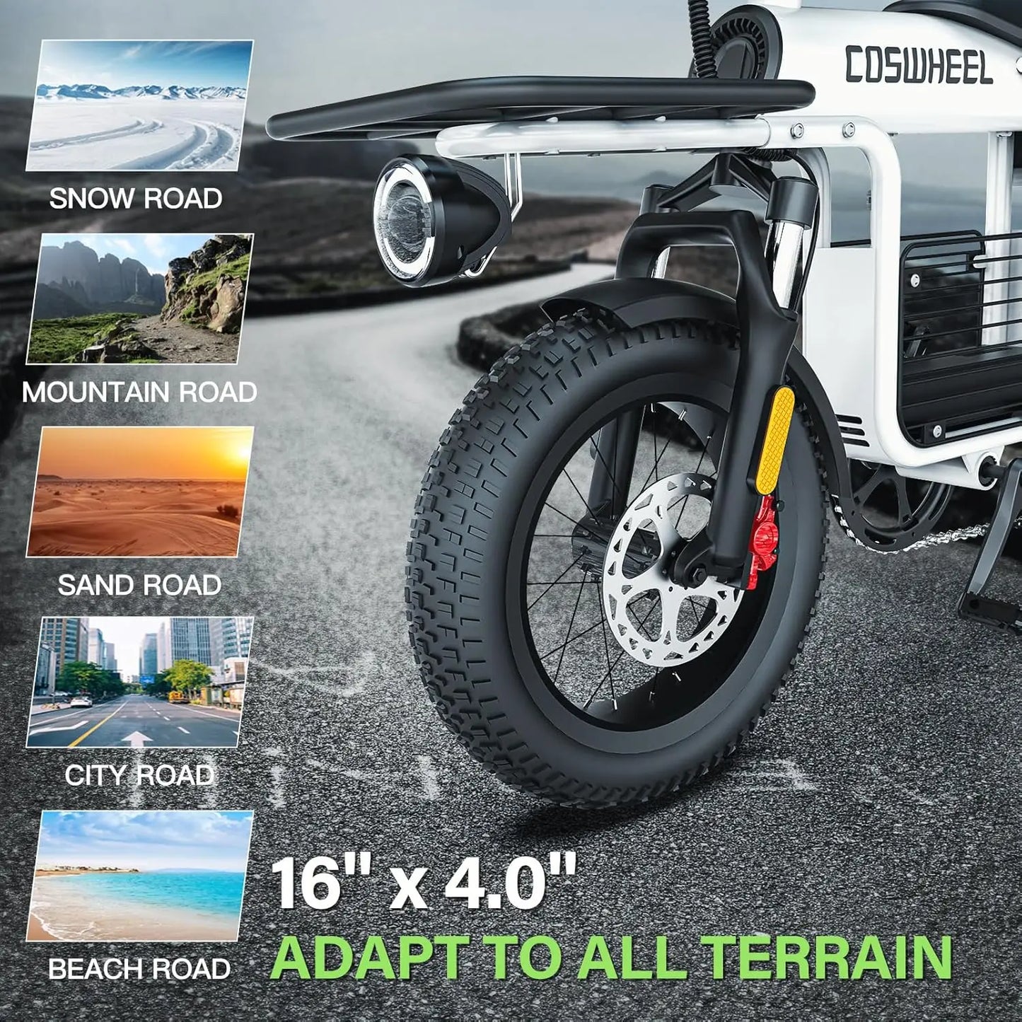 Coswheel Electric Bike T16 Adult 1000W 48V 20AH Removable battery Mountain Ebikes Fat Tire City Commuting Used ebike